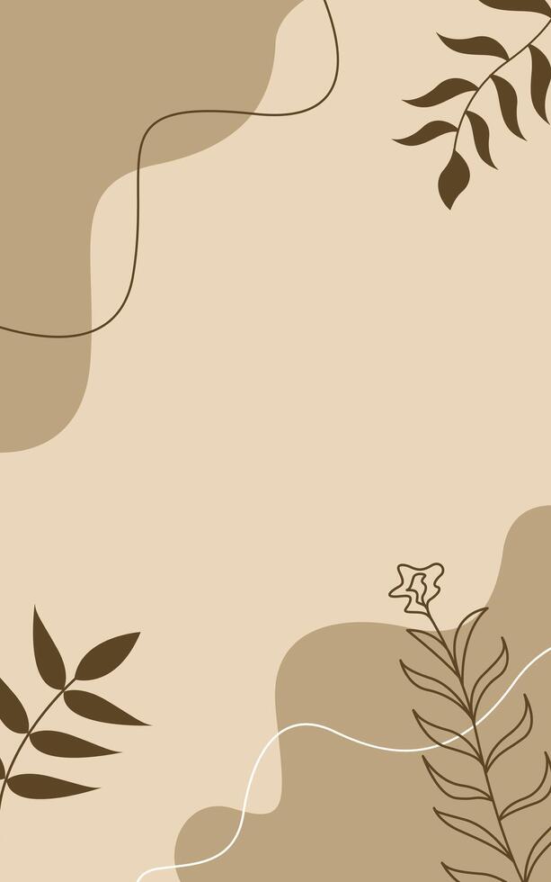 Simple Design Aesthetic Cream Background With Floral vector