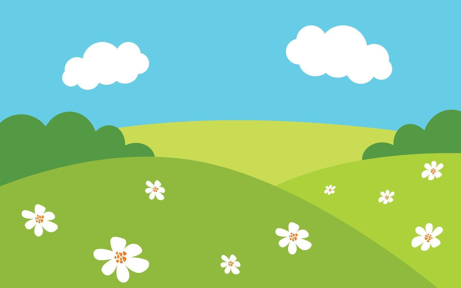 Hills Background Simple With Clearly Day And Flowers vector