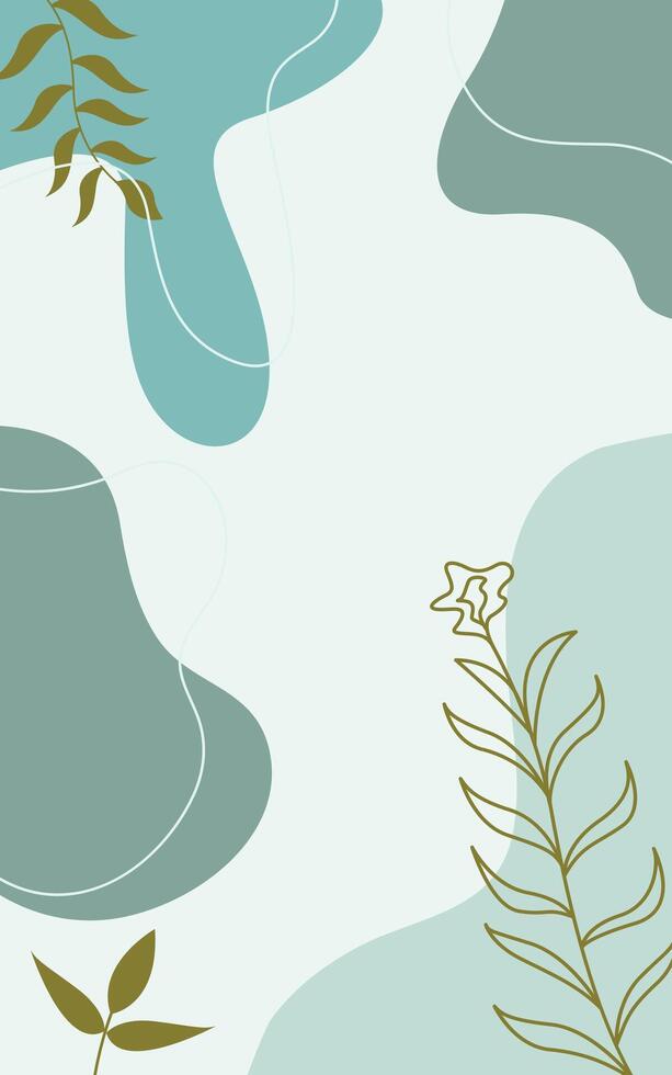Aesthetic Simple Blue Background Design With Floral vector
