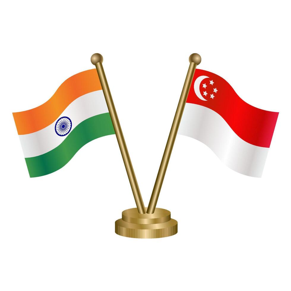 India and Singapore table flag relation. vector