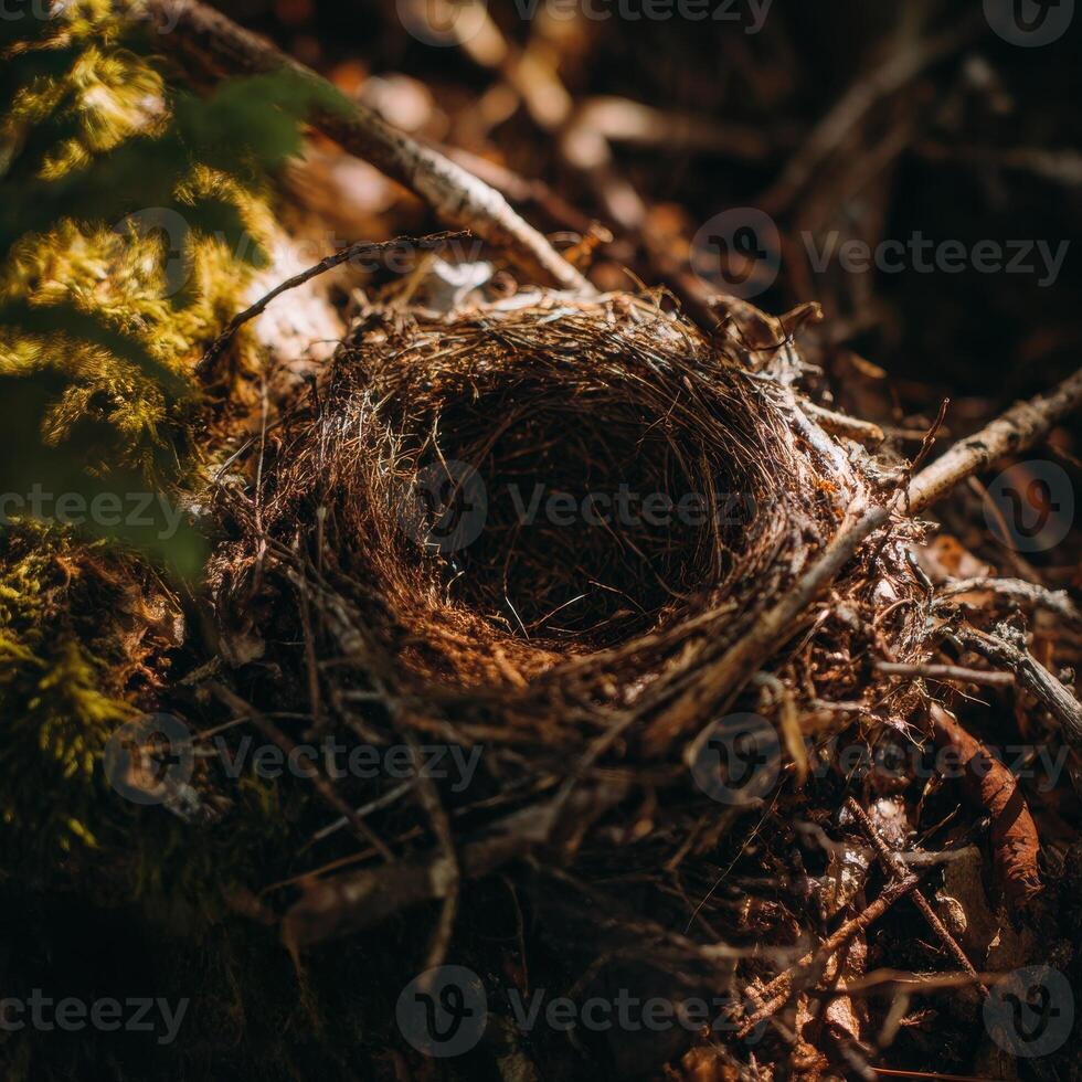 A bird's nest in the woods photo