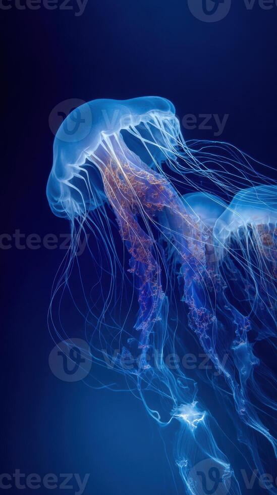 Jellyfish on blue background photo