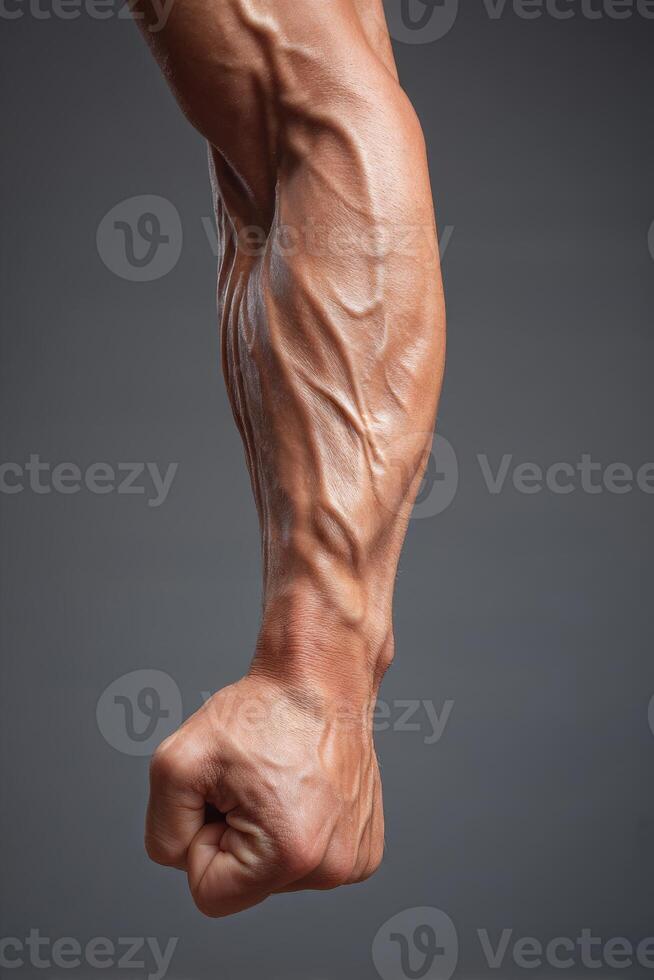 A close up of a man's arm with a muscle photo