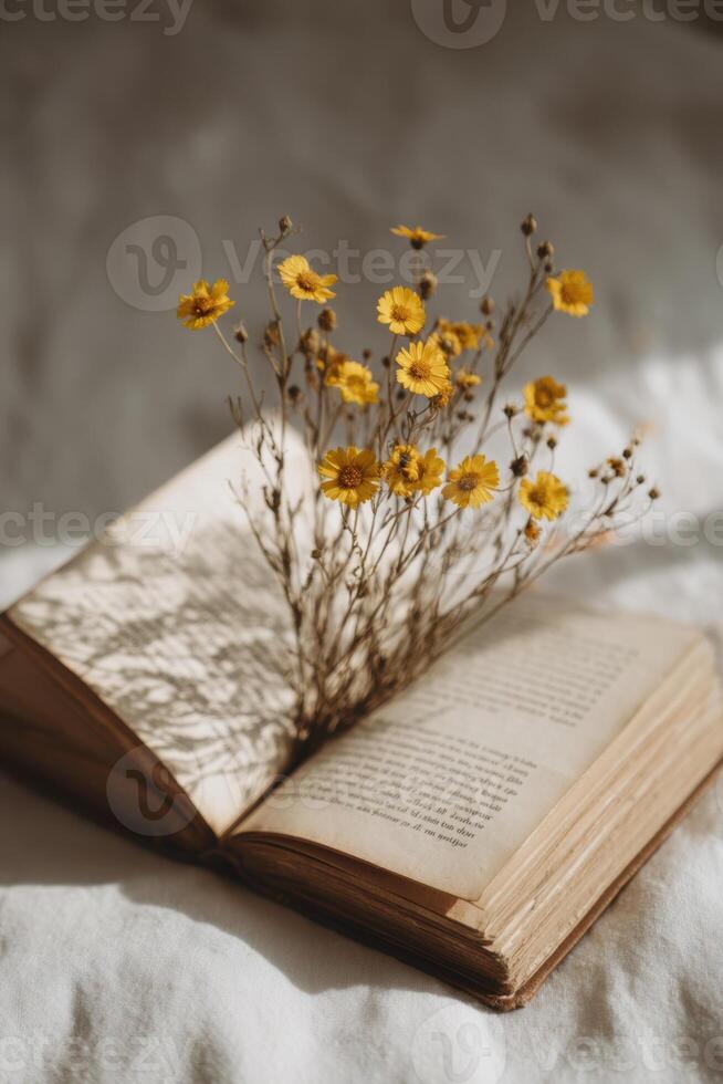 Book with flowers photo