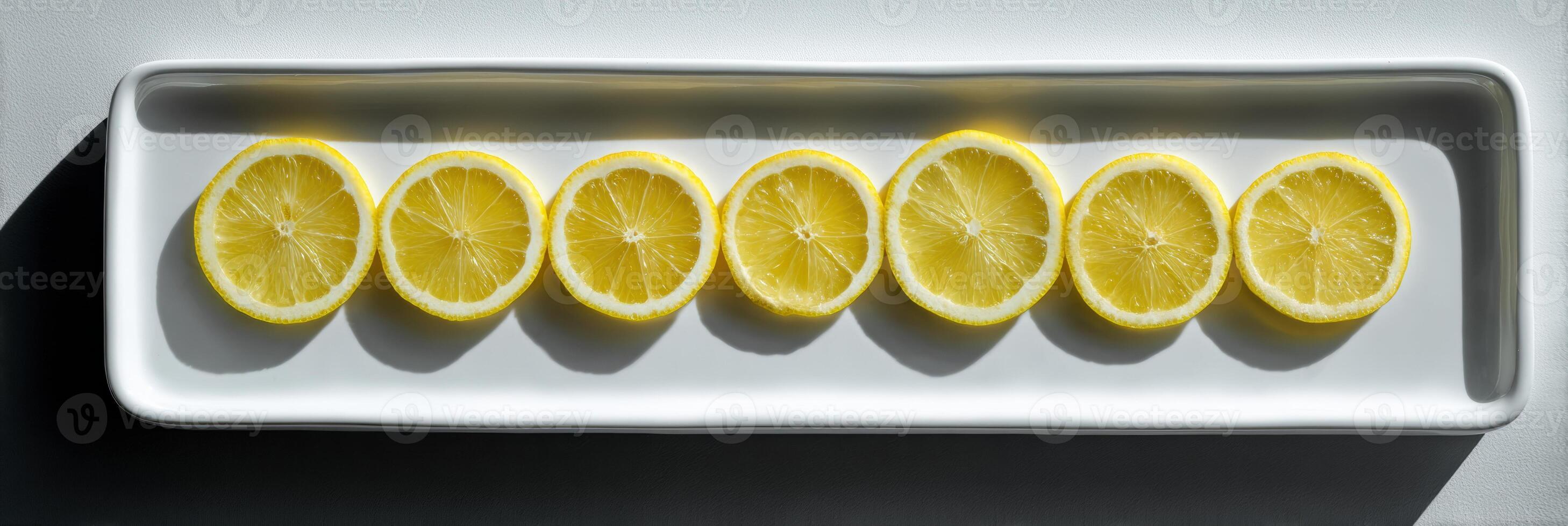 A white plate with lemon slices photo