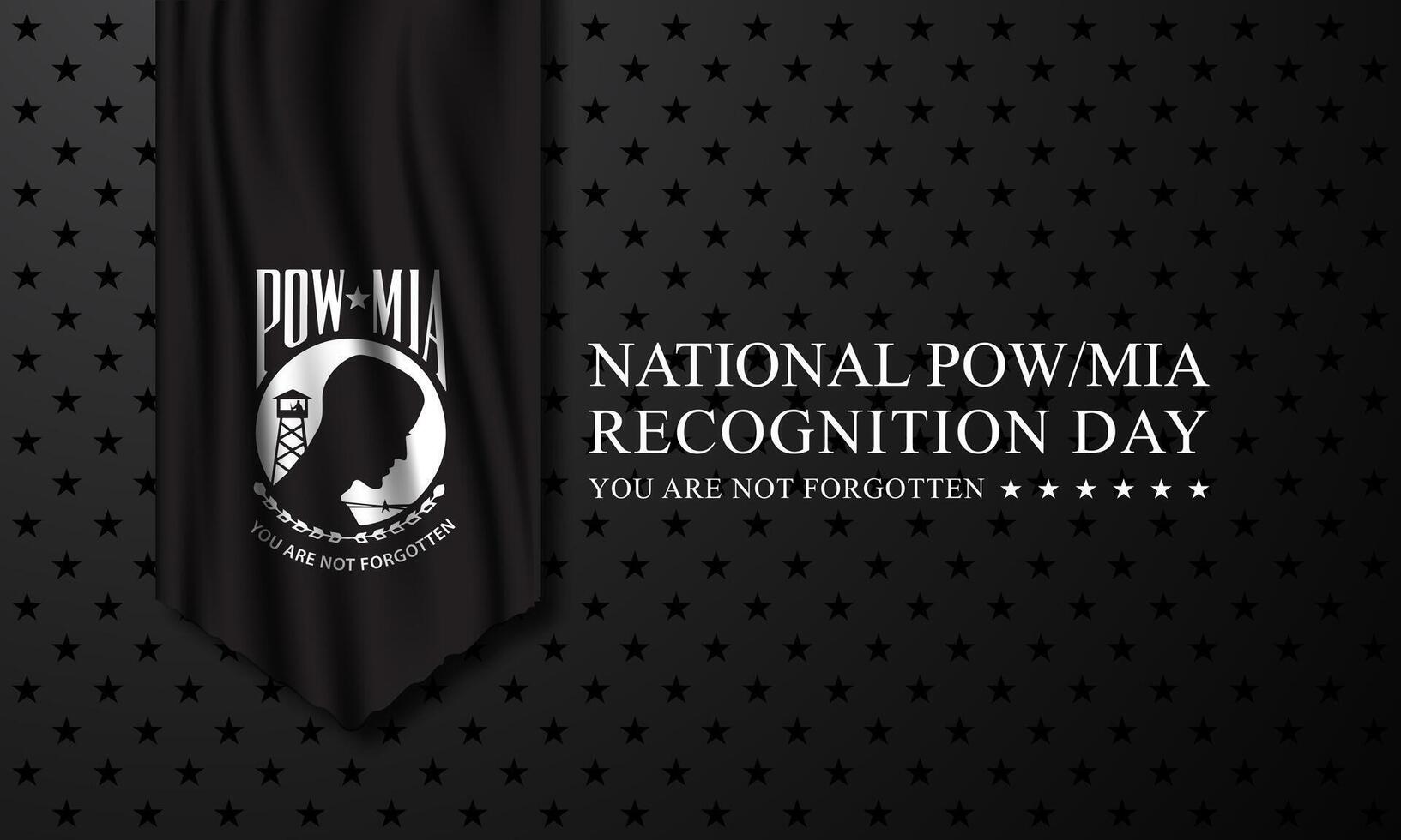 Black Color Banner of National POW MIA Recognition Day Design Background Illustration vector