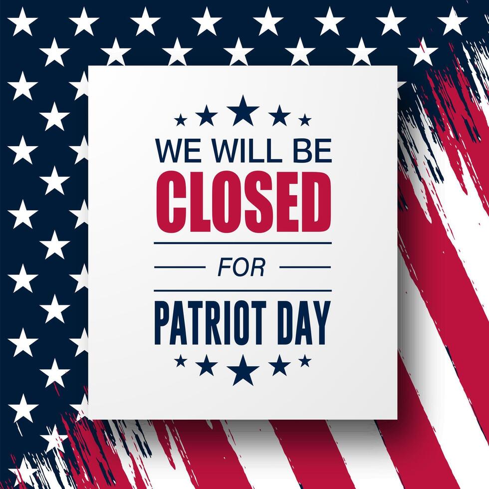 Patriot Day September 11th Business Sign with we will be closed text background illustration vector