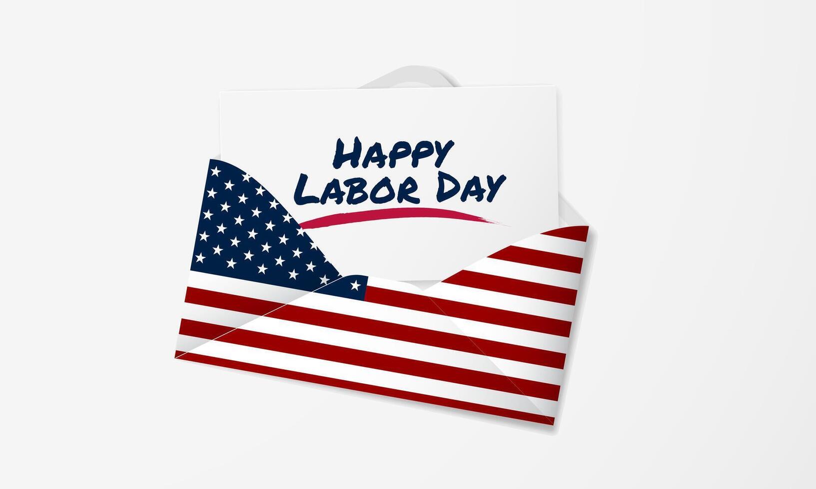 Happy labor day in United States of America background with American Flag design envelope illustration vector