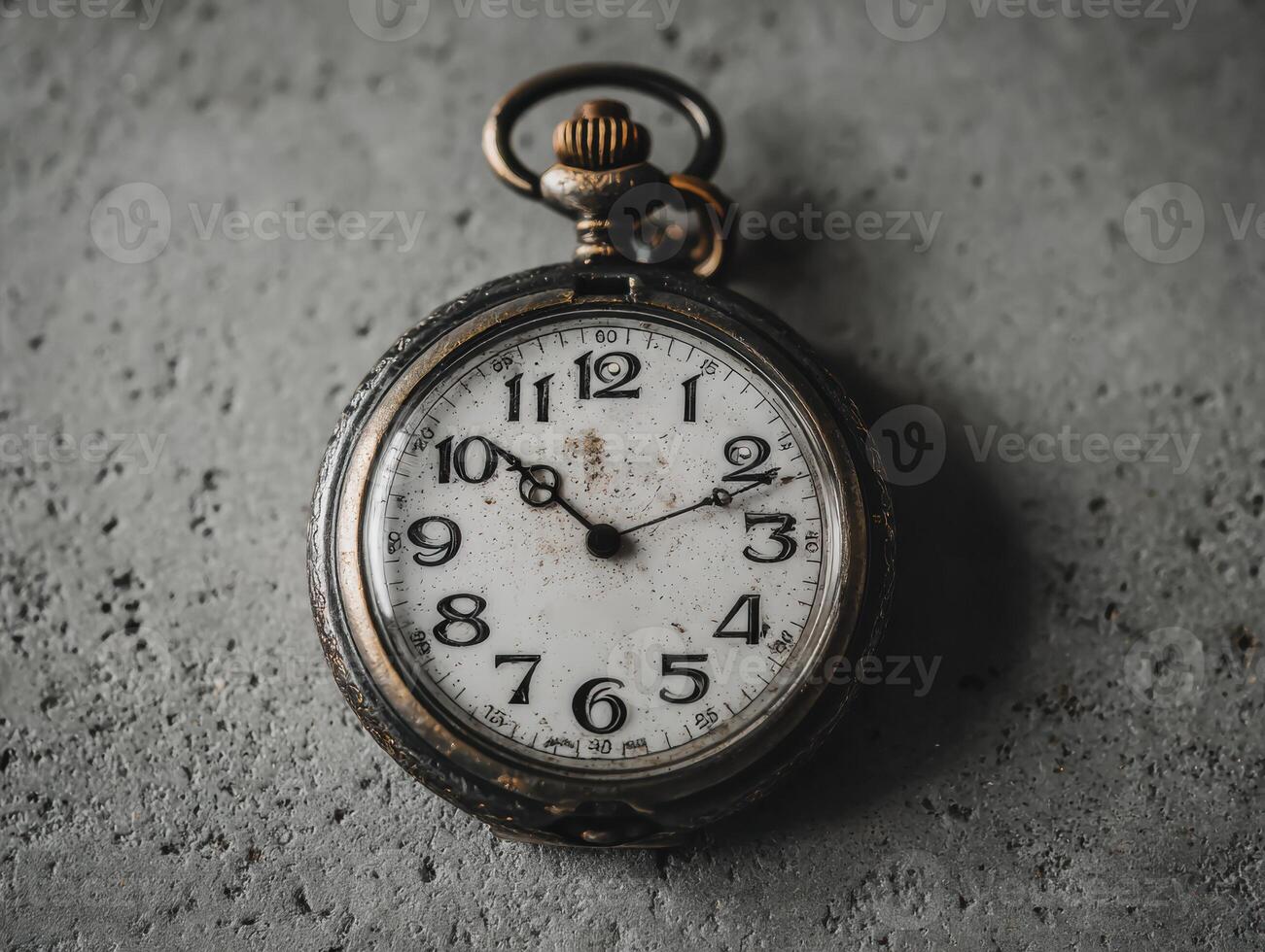 An old pocket watch on a concrete wall photo