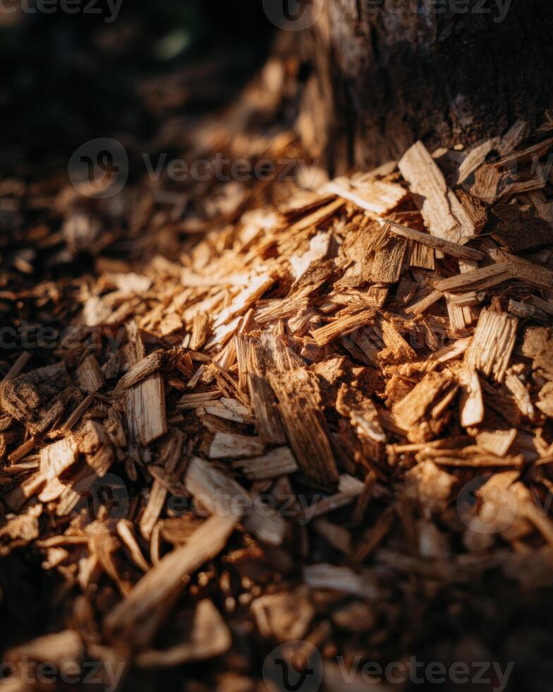 Pile of wood chips photo