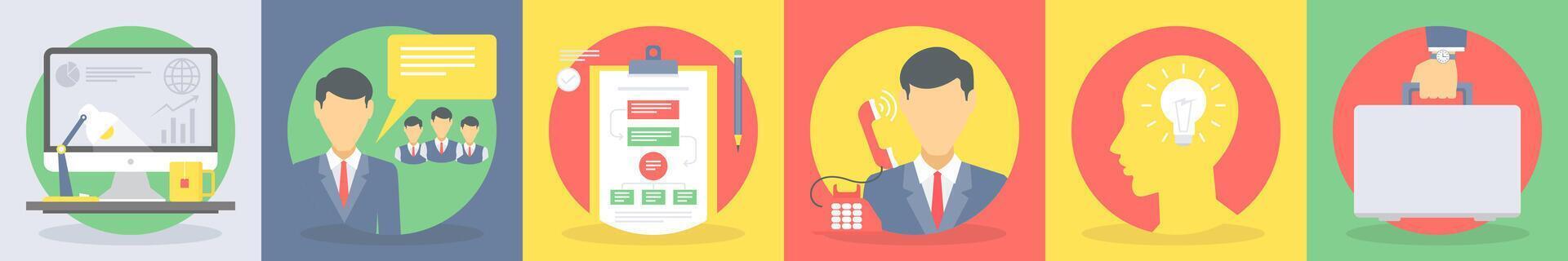Six business icons as office, target vector