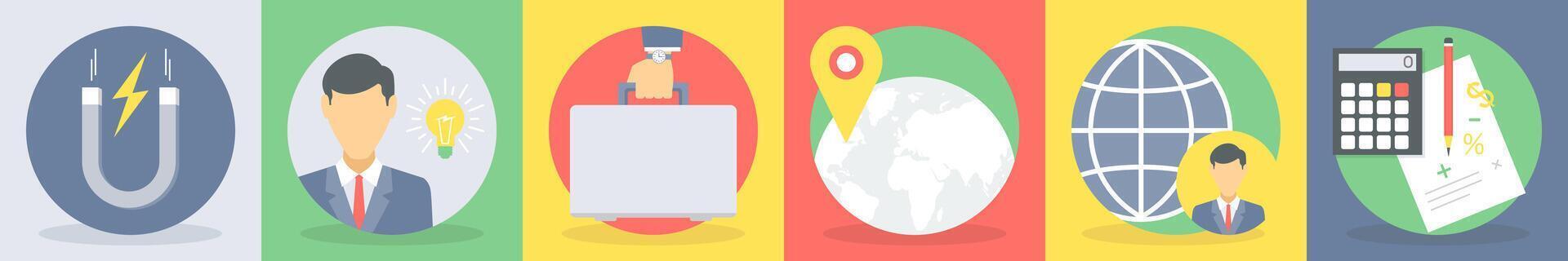 Six business icons as attracting customers, business ideas vector