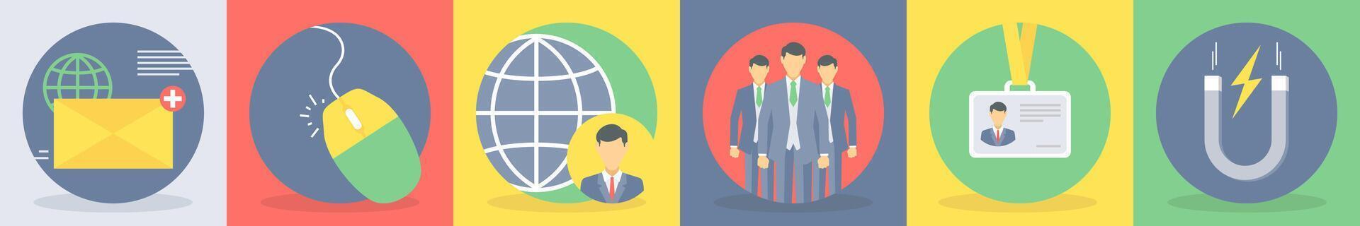 Six business icons as mail, mouse vector