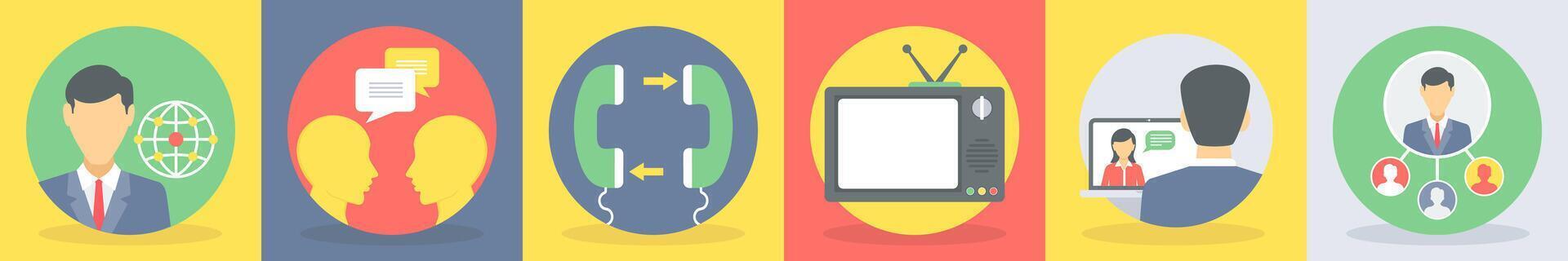 Six communication icons as global business, communication vector