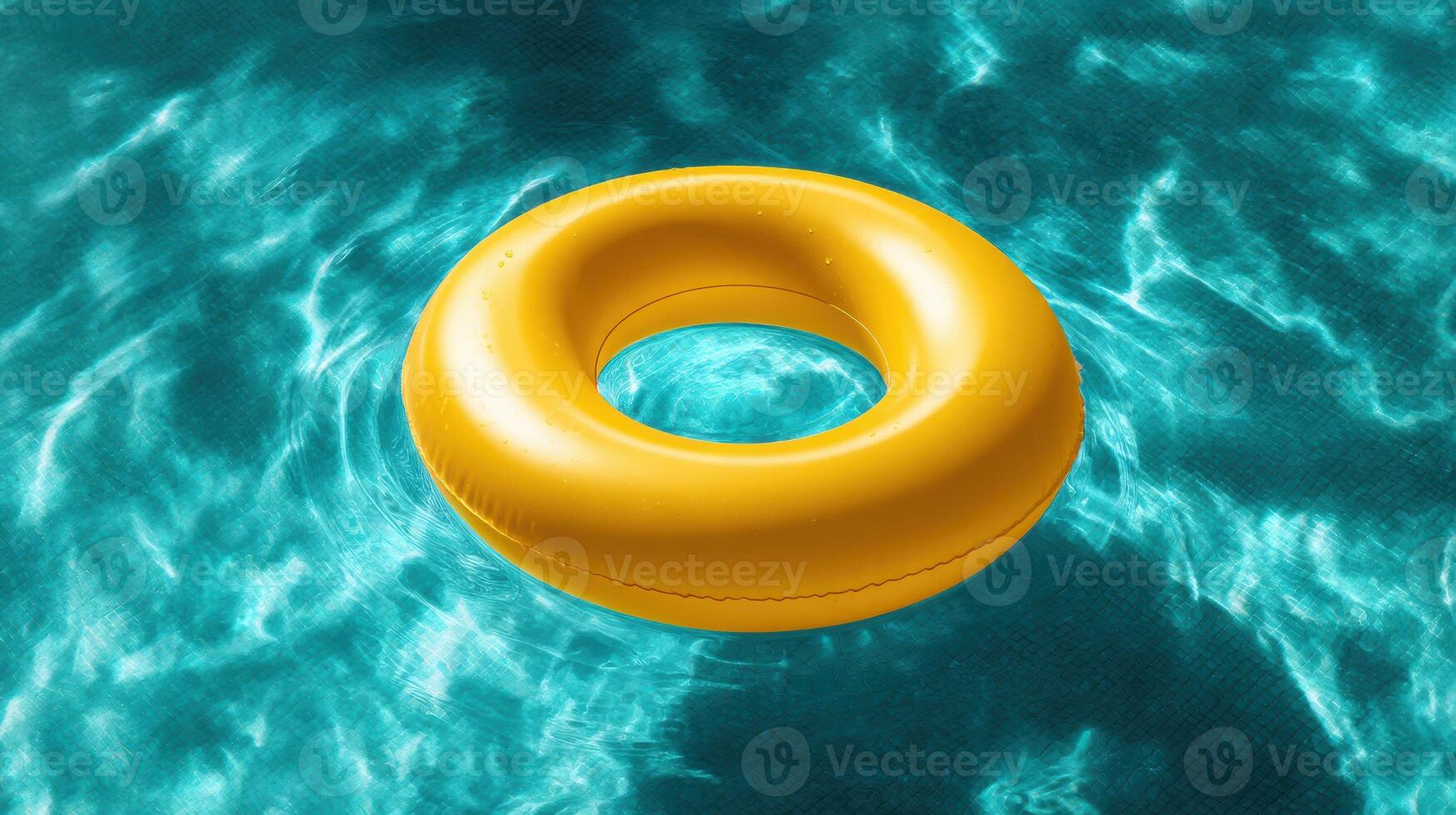 A yellow inflatable ring floating in the water photo