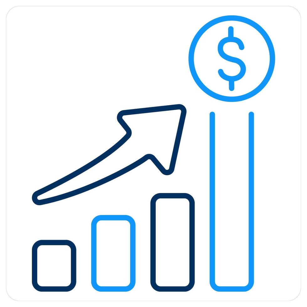 Revenue icon concept in blue bold line color vector