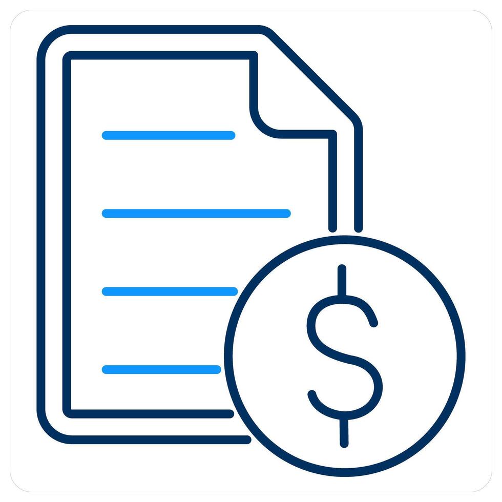Invoice icon concept in blue bold line color vector