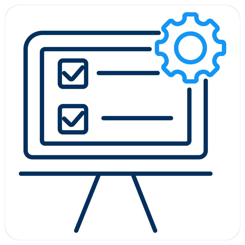 Action plan icon concept in blue bold line color vector