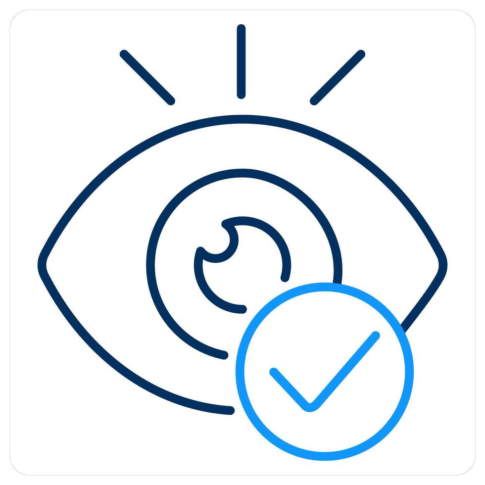 Maintain eye contact icon concept in blue bold line color vector