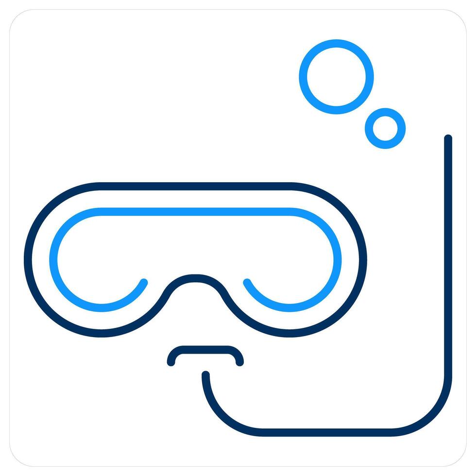 Snorkeling icon concept in blue bold line color vector