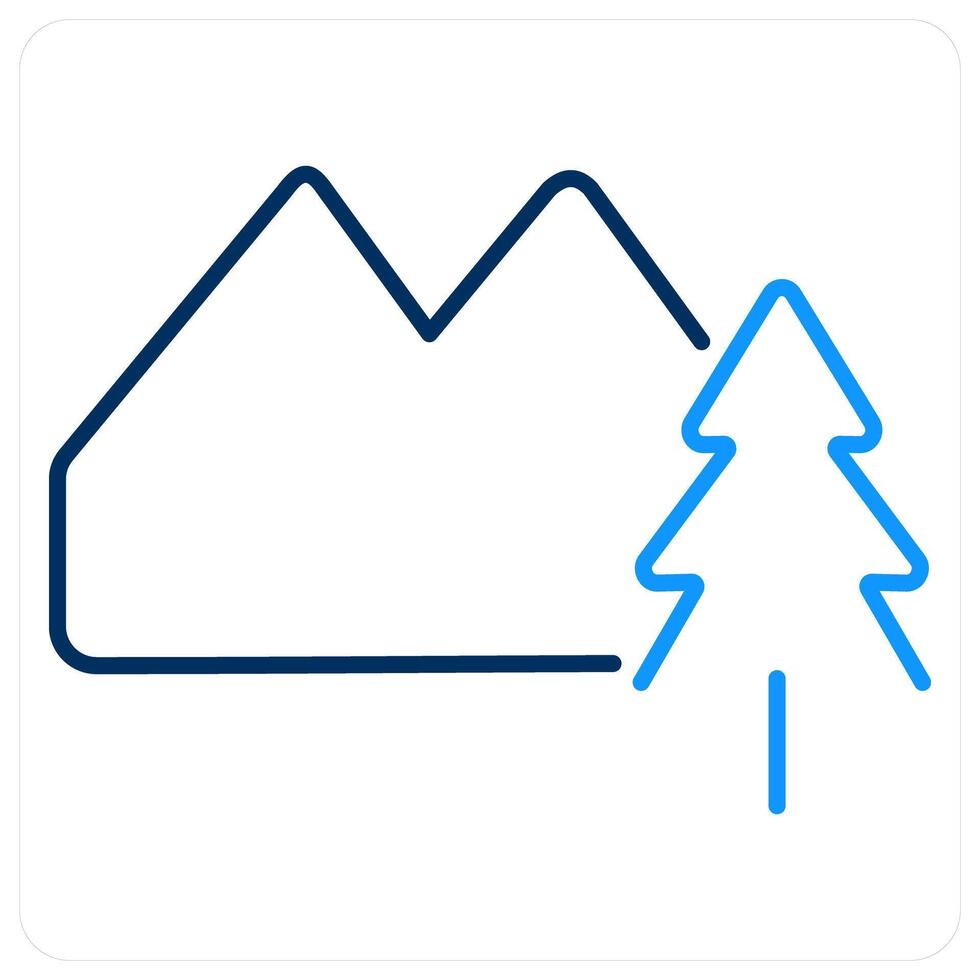 Mountains icon concept in blue bold line color vector