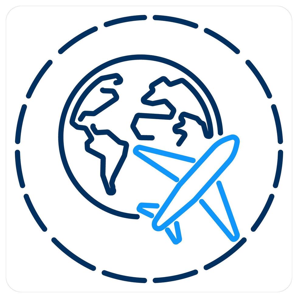 Travel and destination icon concept in blue bold line color vector