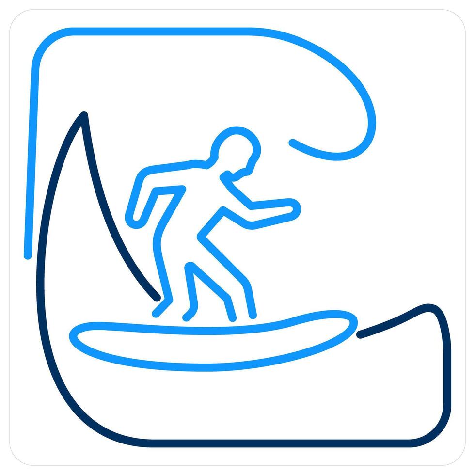 Surfing icon concept in blue bold line color vector