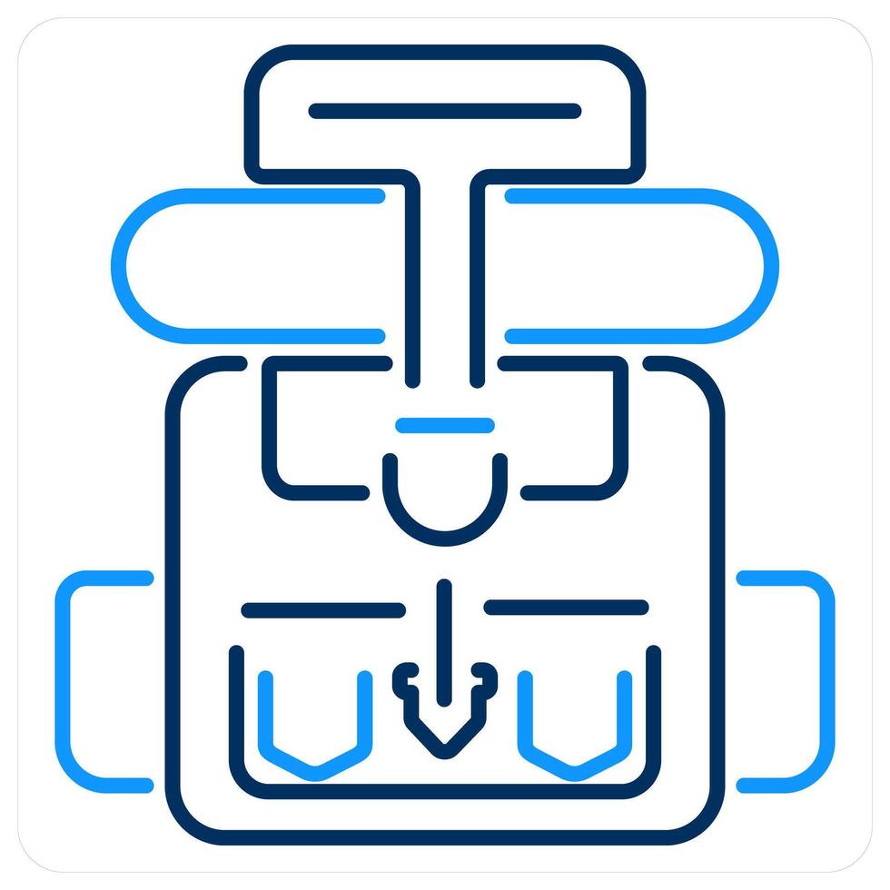 Backpack icon concept in blue bold line color vector