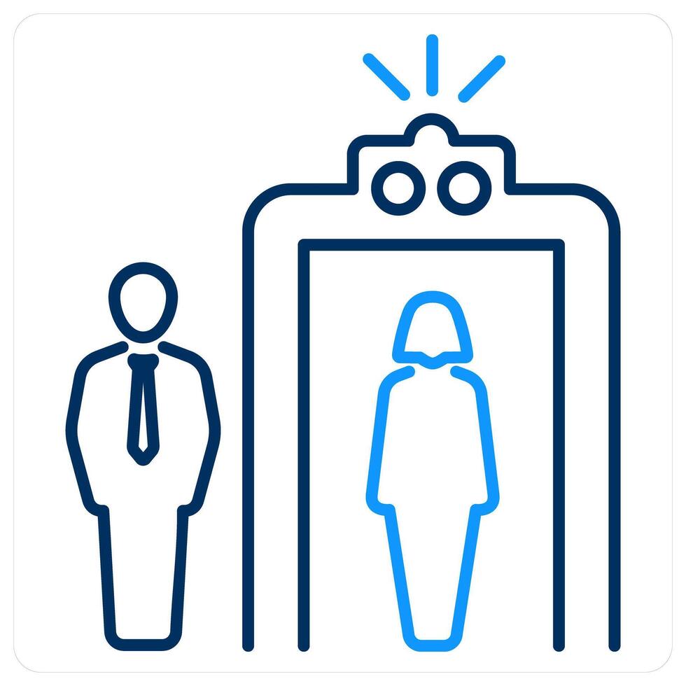 Security Checking icon concept in blue bold line color vector