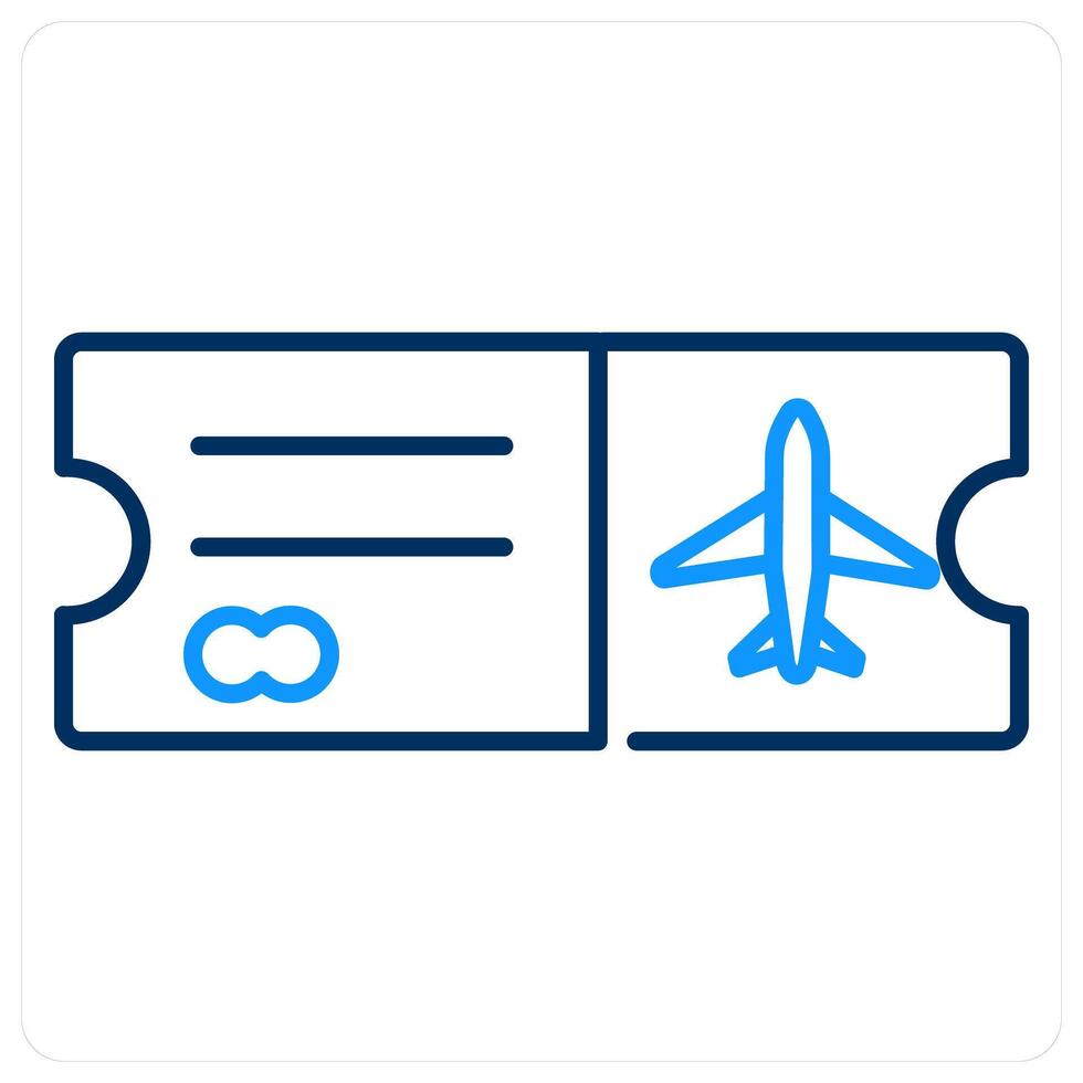 Boarding Pass icon concept in blue bold line color vector