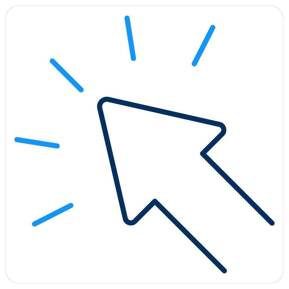Click icon concept in blue bold line color vector