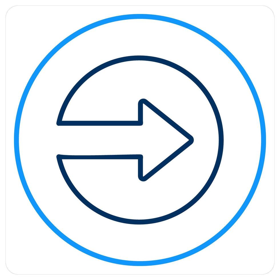 Right icon concept in blue bold line color vector
