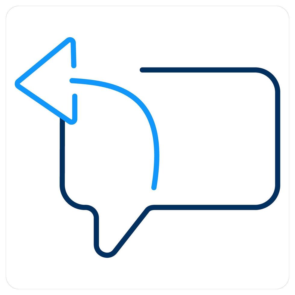 Reply icon concept in blue bold line color vector