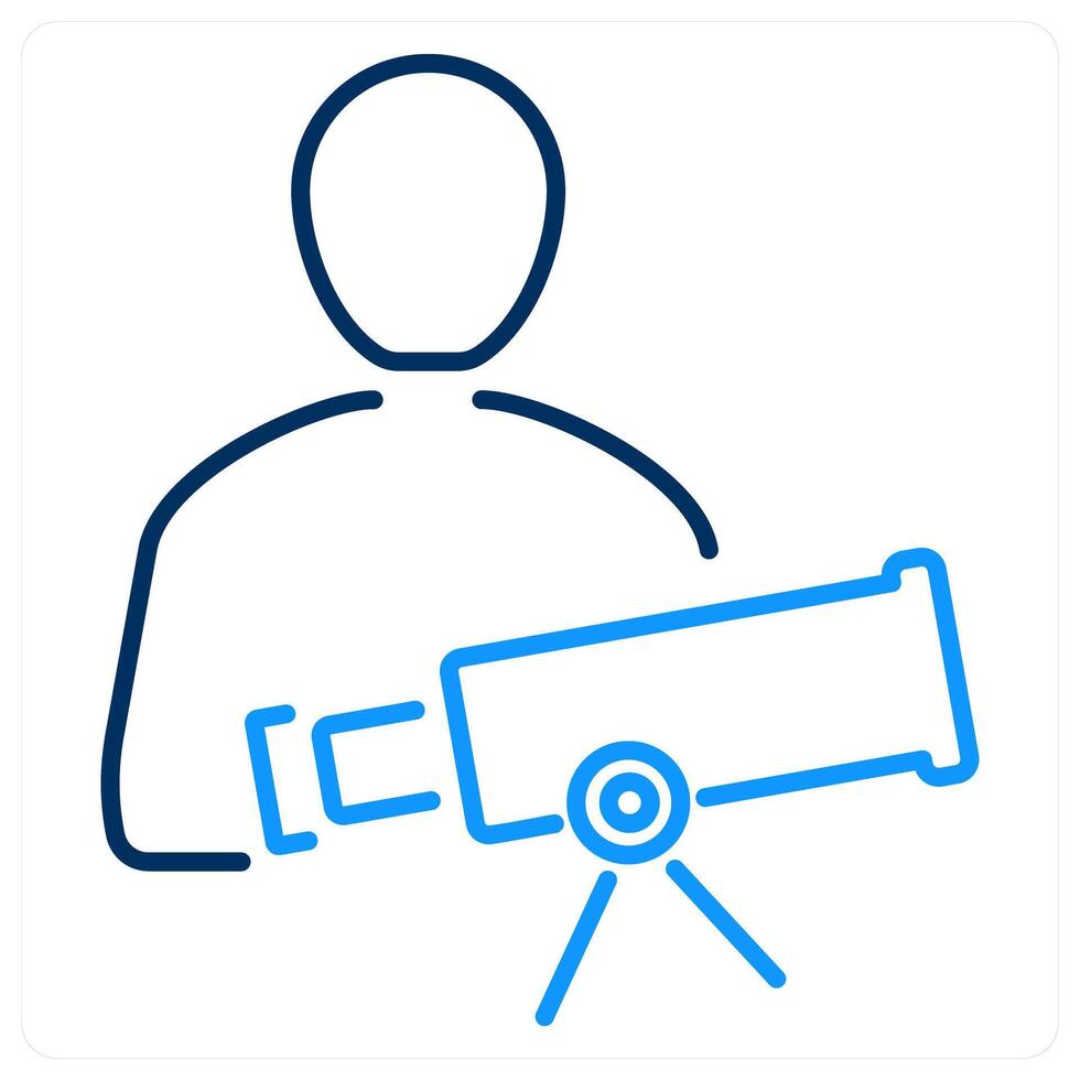 Astronomer icon concept in blue bold line color vector