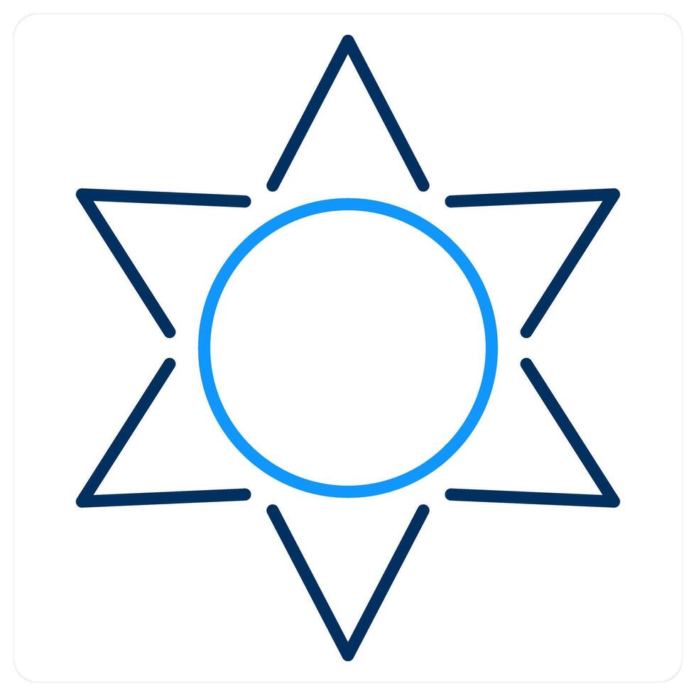 Sun and nature icon concept in blue bold line color vector