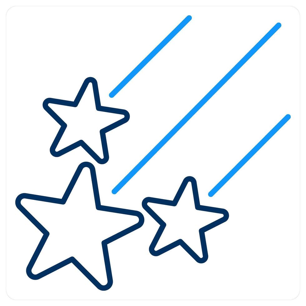 Shooting Stars icon concept in blue bold line color vector