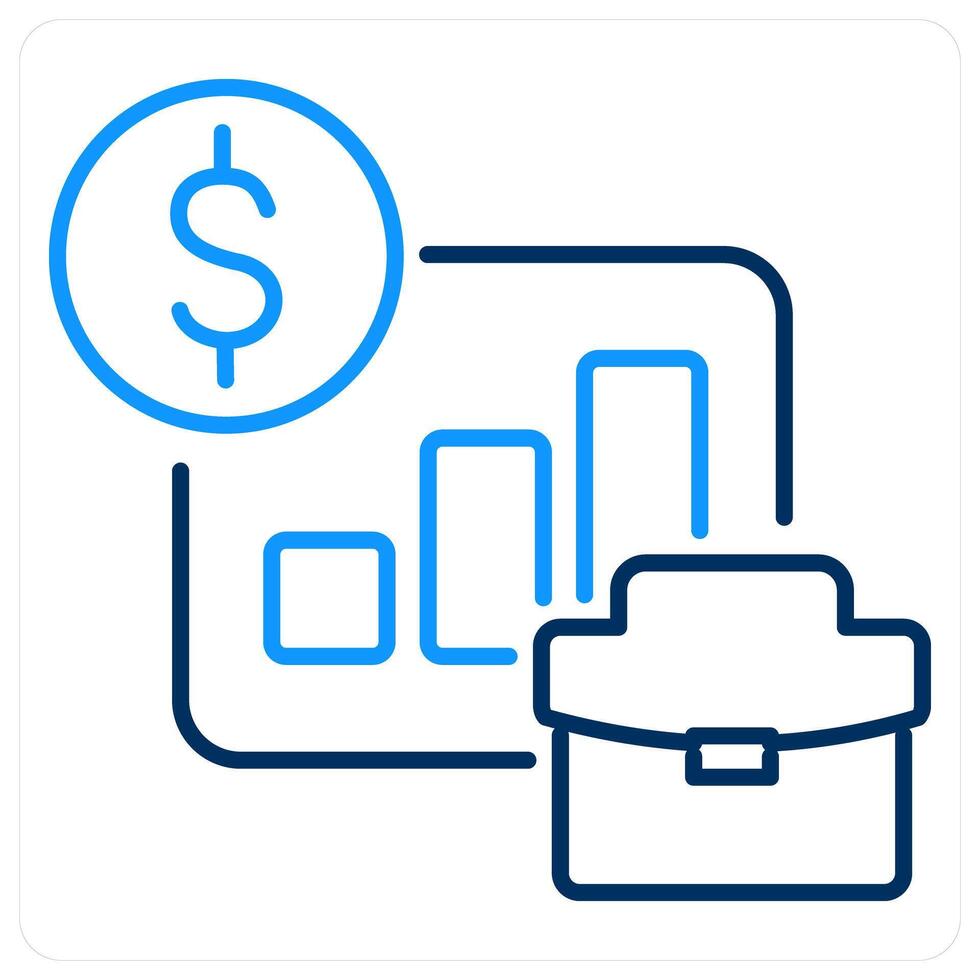 Portfolio icon concept in blue bold line color vector