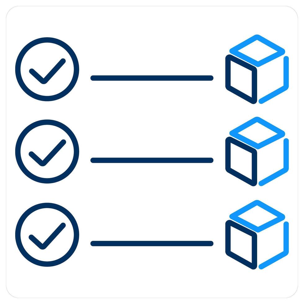 Block confirmation icon concept in blue bold line color vector