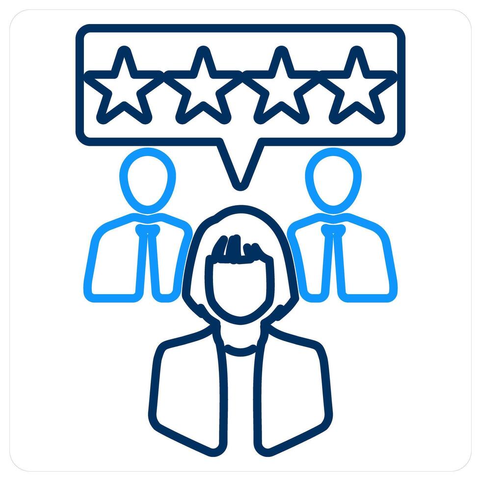 Loyal customers icon concept in blue bold line color vector