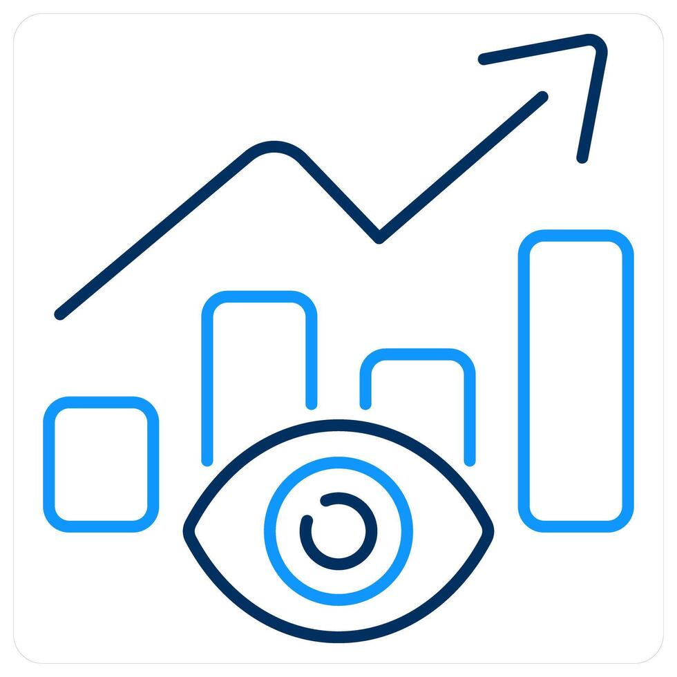 Vision icon concept in blue bold line color vector