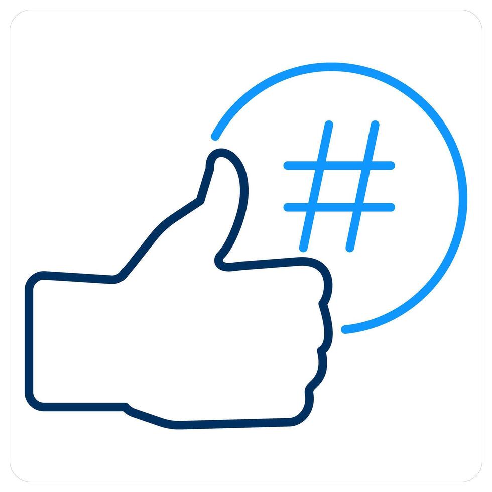 Social Media and promotion icon concept in blue bold line color vector