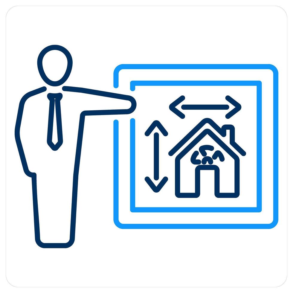 Architecture icon concept in blue bold line color vector