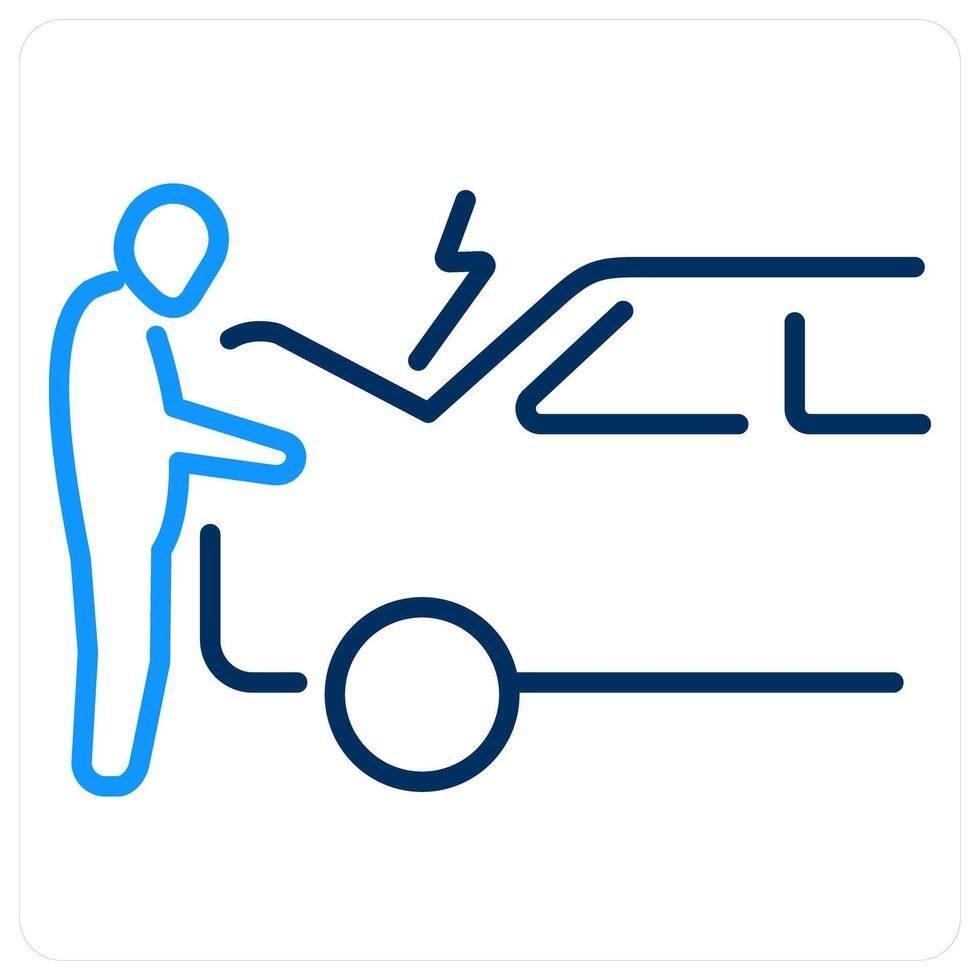 Vehicle breakdown icon concept in blue bold line color vector