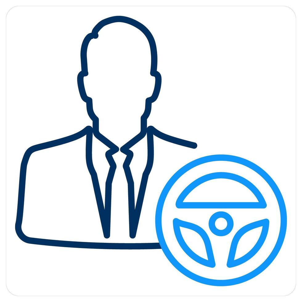 Driver icon concept in blue bold line color vector