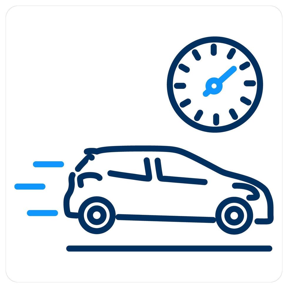Car Speed icon concept in blue bold line color vector