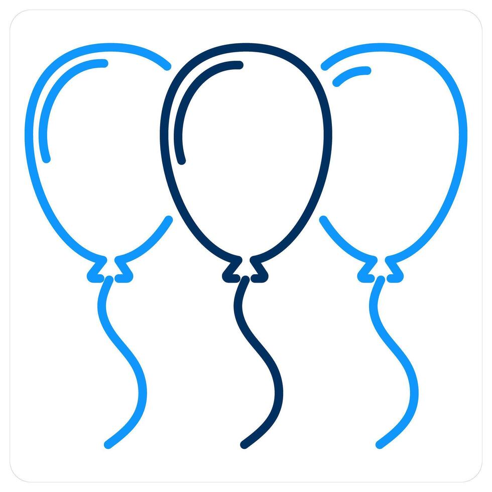 Balloons icon concept in blue bold line color vector
