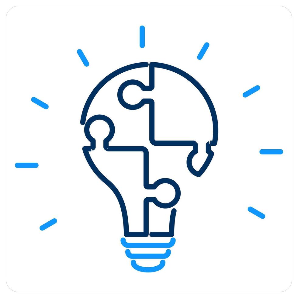 Problem Solving icon concept in blue bold line color vector