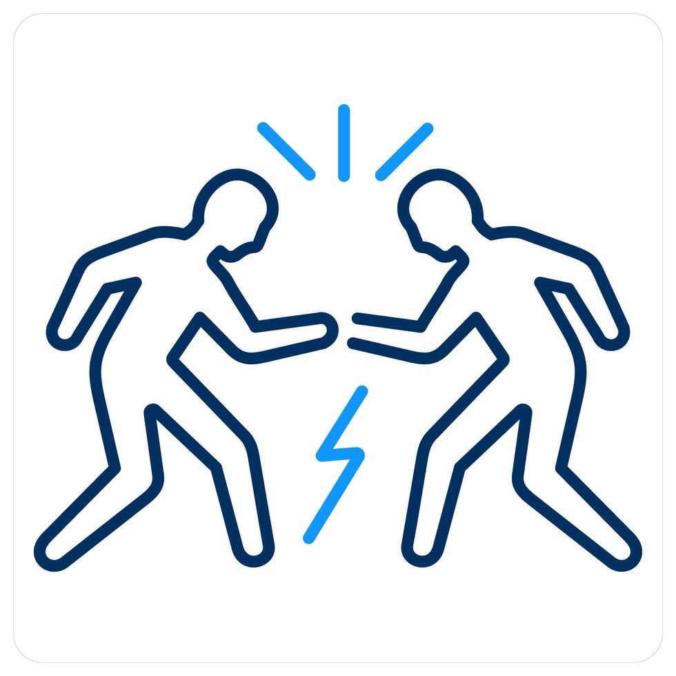 Confrontation icon concept in blue bold line color vector
