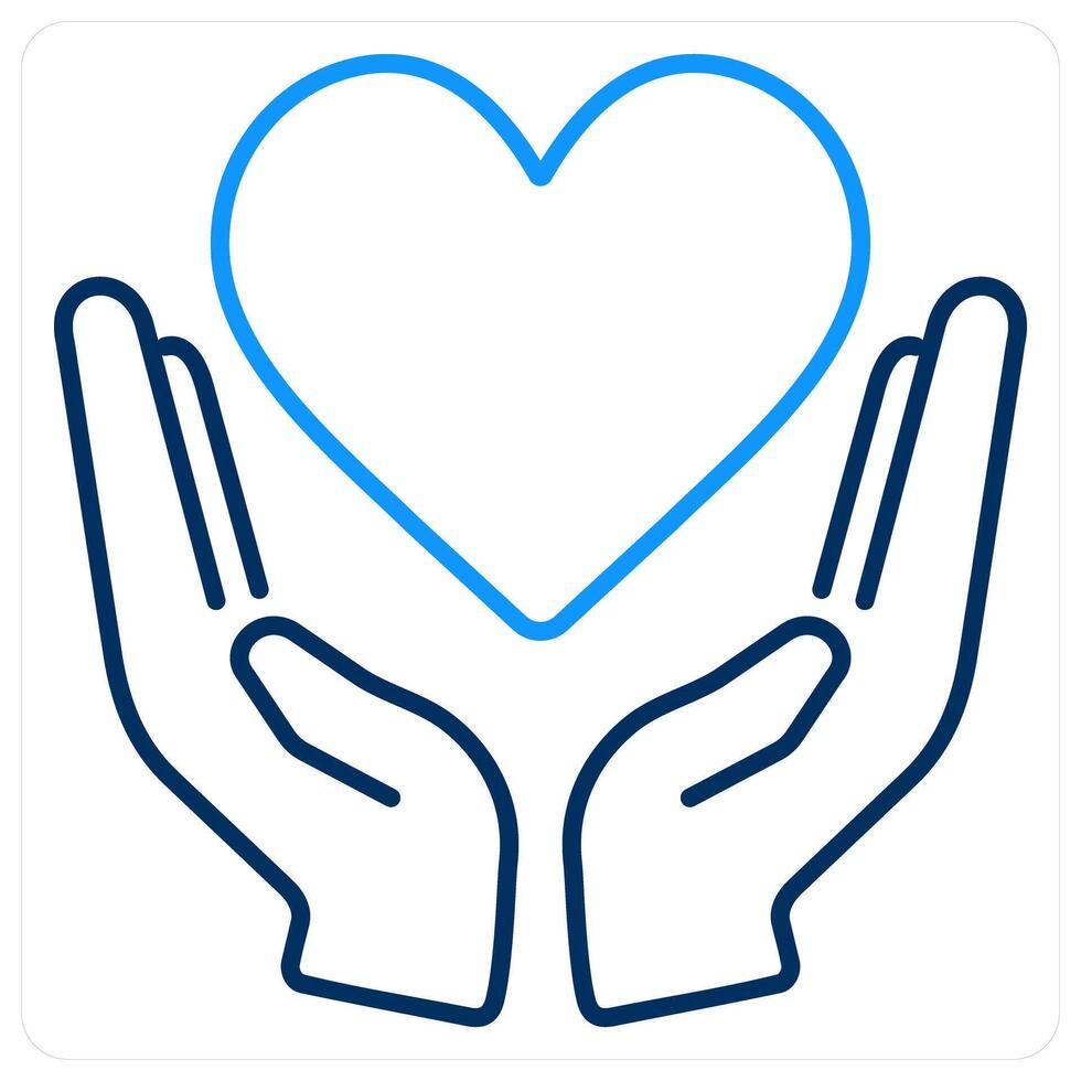 Charity and donation icon concept in blue bold line color vector