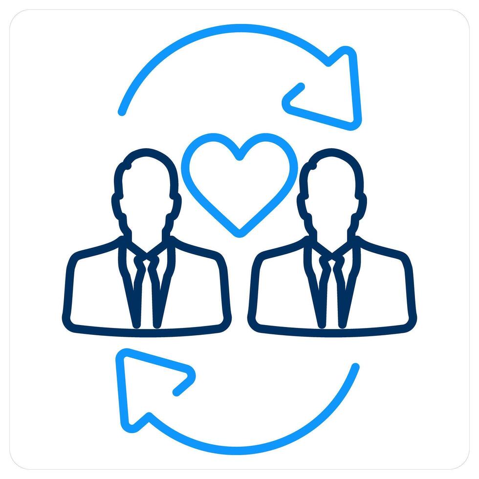Empathy icon concept in blue bold line color vector